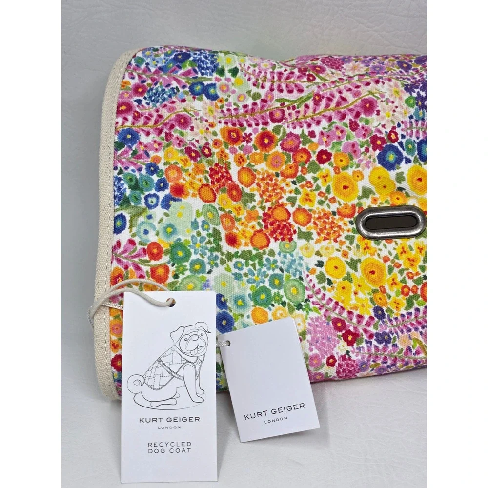 Kurt Geiger London Recycled Dog Coat Floral Multi Color Eagle Head Small New